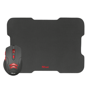 MOUSE TRUST GAMING CON PAD TAPPETINO 6 PULSANTI ILLUMINAZIONE LED GAMING USB RED